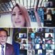 Foto Imagen De La Videoconferencia. Arriba Se Destaca La Diputada Nadia De Leon. Abajo En El Extremo Izquierdo El Secretario General Del SICA Vinicio Cerezo