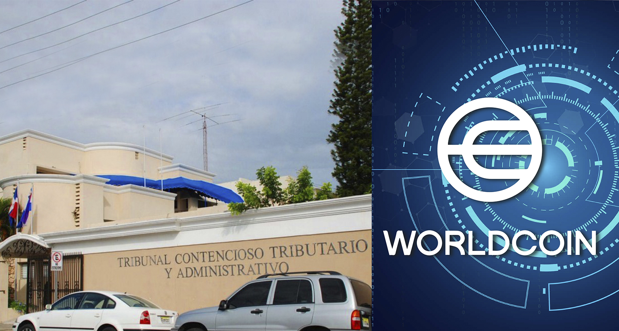 Imagen Del Tribunal Superior Administrativo TSA Y El Logo De La Empresa Worldcoin Foundation