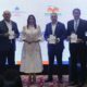 Directora De La BIJRD Amerfi Caceres Junto A Ramon Alburquerque Osiris De Leon E Ivan Gaton En El III Simposio Sobre Cambio Climatico Y Tierras Raras Organizado Por Superate