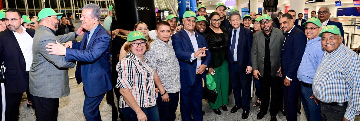 Los 300 Con Leonel Reciben A Su Lider Al Llegar NYC A Media Noche Este Sabado Por JFK